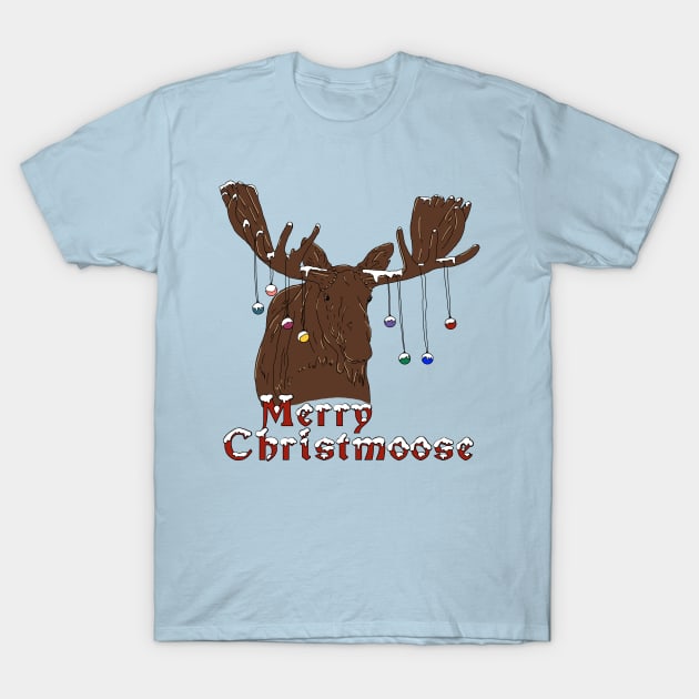 Merry Christmas Moose T-Shirt by H. R. Sinclair